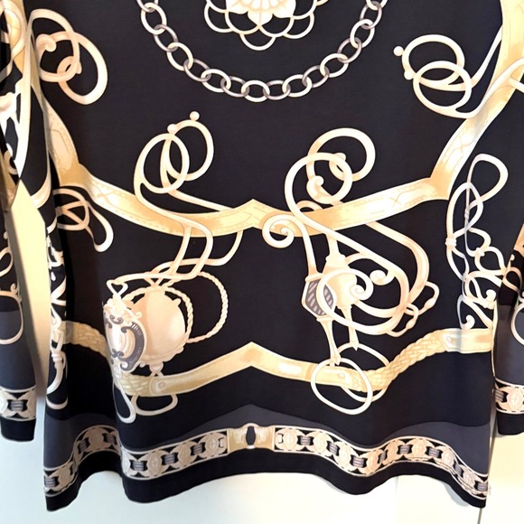 J. McLaughlin Women's Black Khaki Chain Print Catalina Cloth Top in Size S‎ - Picture 4 of 11